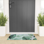 Calm Emerald Foliage Gentle Green Leaves Welcome Mat Gallery Image 3
