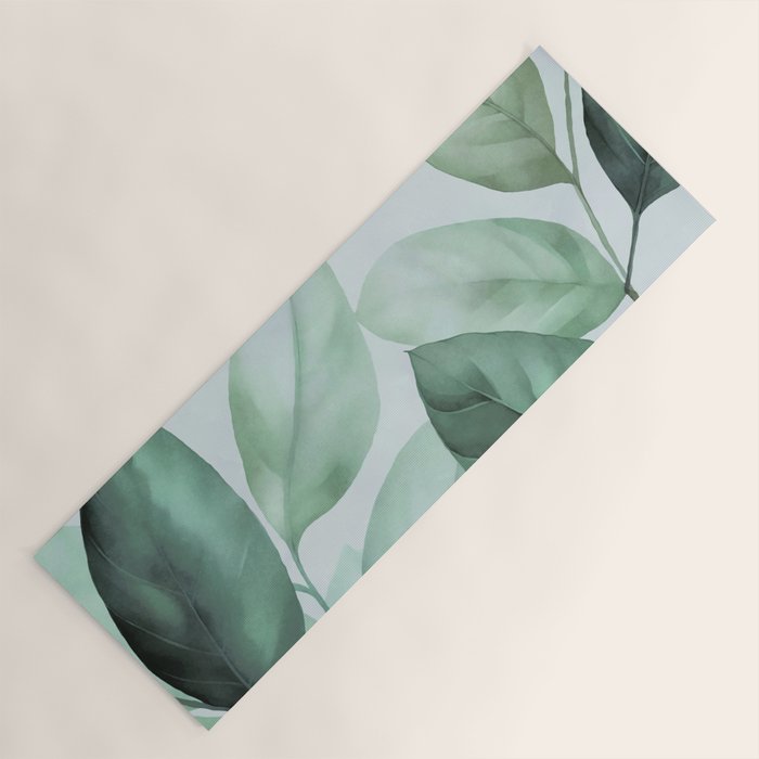 Calm Emerald Foliage Gentle Green Leaves Yoga Mat Gallery Image 1