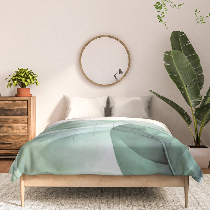 Calm Emerald Foliage Gentle Green Leaves Comforter Gallery Image 3