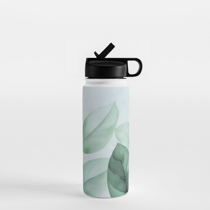Calm Emerald Foliage Gentle Green Leaves Water Bottle Gallery Image 1