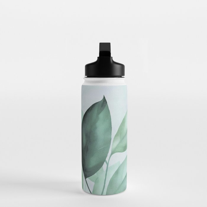 Calm Emerald Foliage Gentle Green Leaves Water Bottle Gallery Image 3