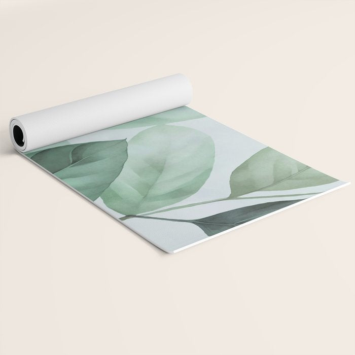 Calm Emerald Foliage Gentle Green Leaves Yoga Mat Gallery Image 2