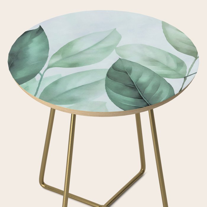 Calm Emerald Foliage Gentle Green Leaves Side Table Gallery Image 2