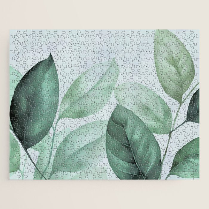 Calm Emerald Foliage Gentle Green Leaves Jigsaw Puzzle Gallery Image 1