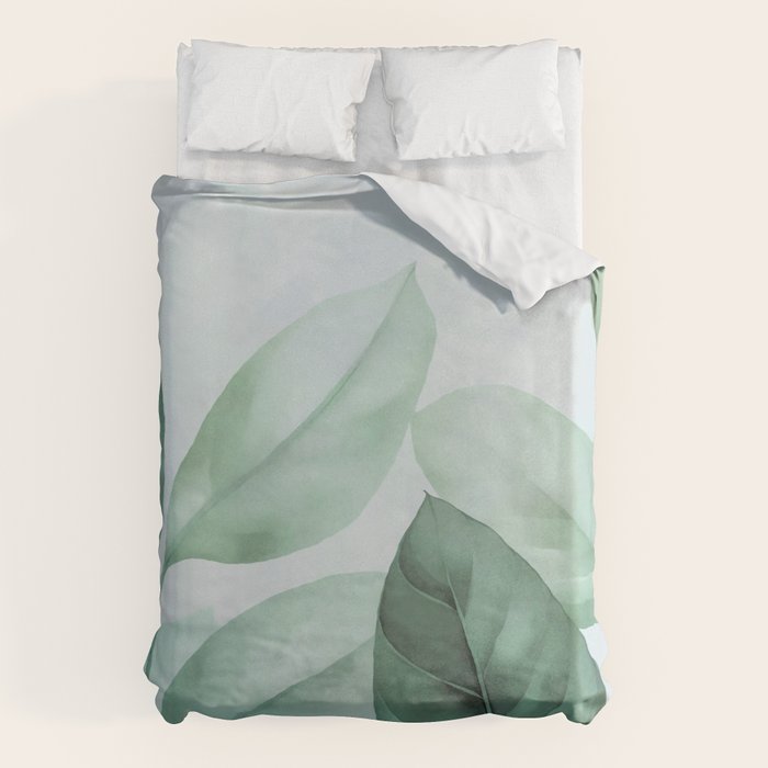 Calm Emerald Foliage Gentle Green Leaves Duvet Cover Gallery Image 1