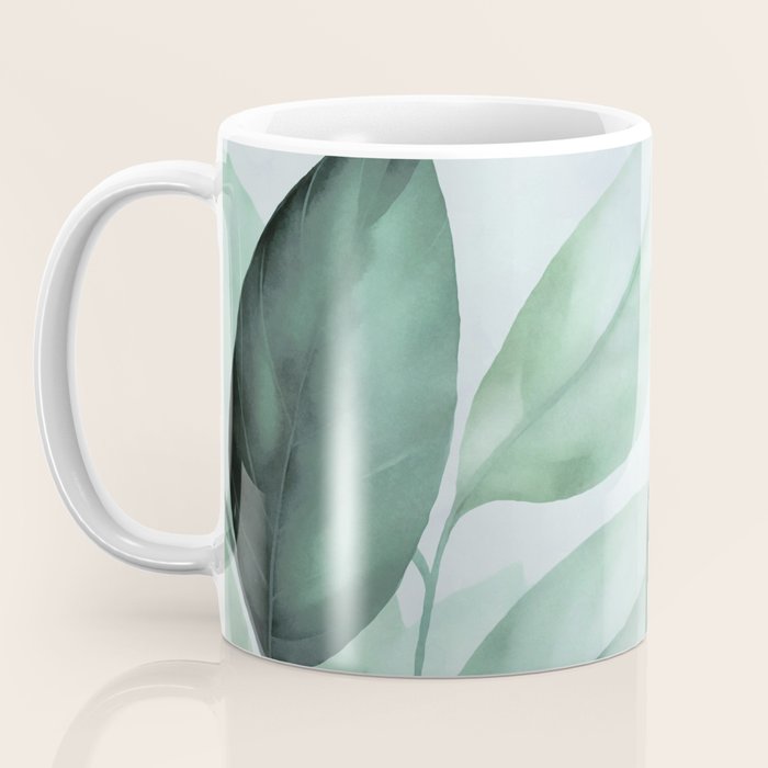 Calm Emerald Foliage Gentle Green Leaves Coffee Mug Gallery Image 3