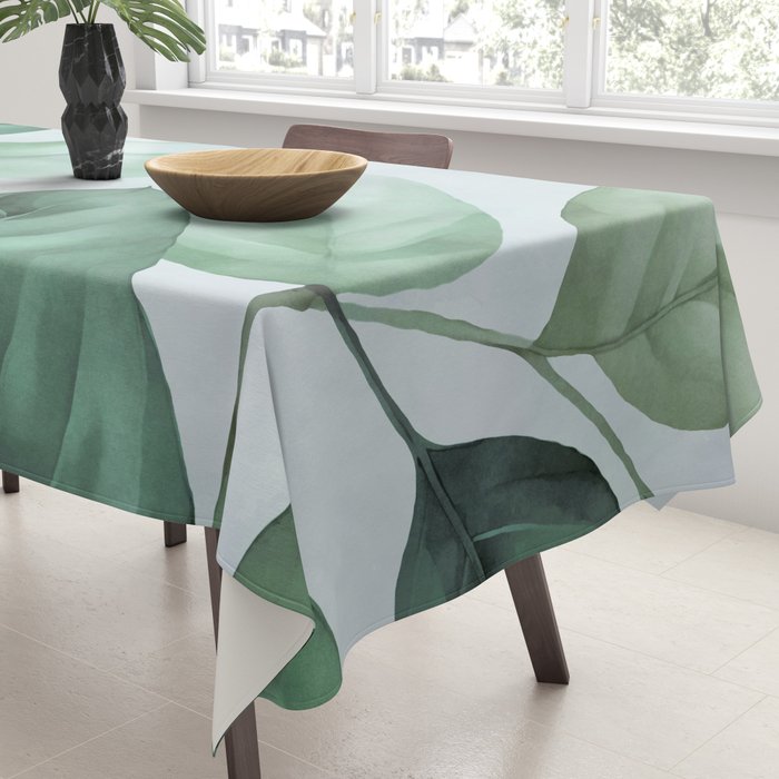 Calm Emerald Foliage Gentle Green Leaves Tablecloth Gallery Image 3