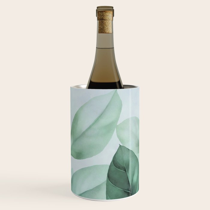 Calm Emerald Foliage Gentle Green Leaves Wine Chiller Gallery Image 1