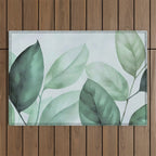 Calm Emerald Foliage Gentle Green Leaves Outdoor Rug Gallery Image 1