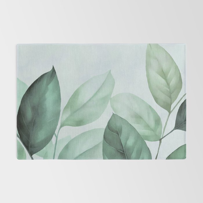 Calm Emerald Foliage Gentle Green Leaves Rug Gallery Image 2