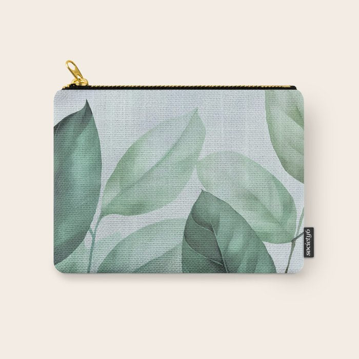 Calm Emerald Foliage Gentle Green Leaves Carry All Pouch Gallery Image 1