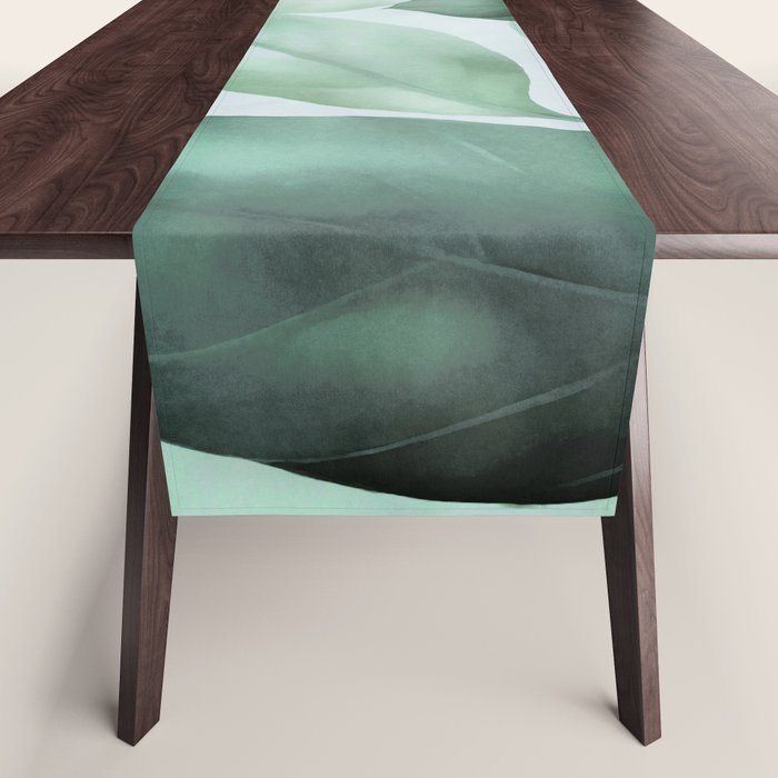 Calm Emerald Foliage Gentle Green Leaves Table Runner Gallery Image 1