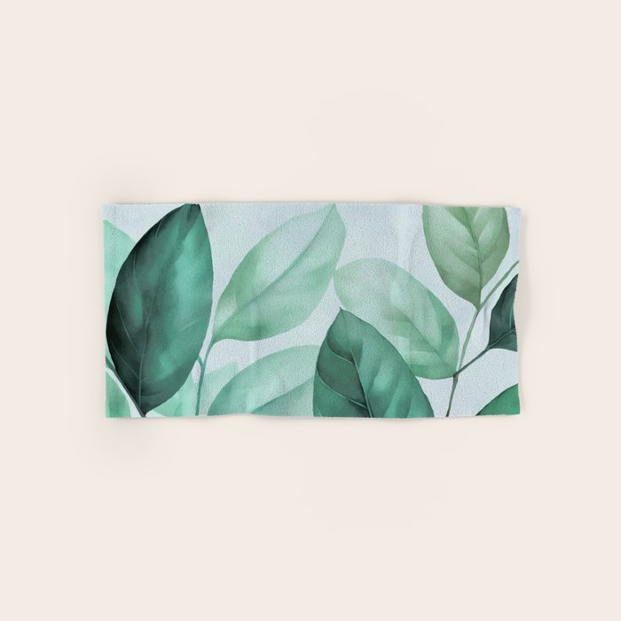 Calm Emerald Foliage Gentle Green Leaves Bath Towel Gallery Image 1