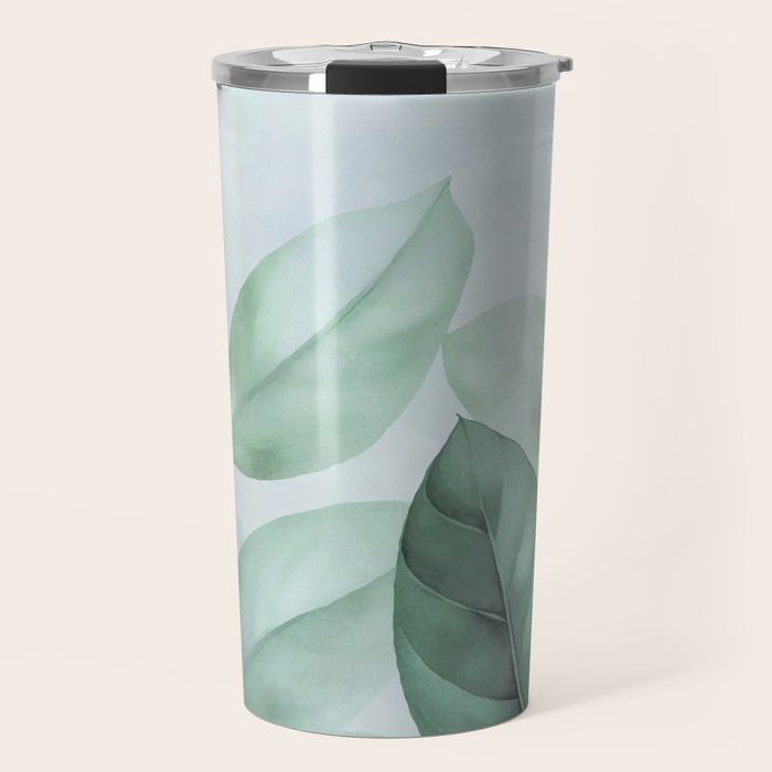 Calm Emerald Foliage Gentle Green Leaves Travel Mug Gallery Image 1
