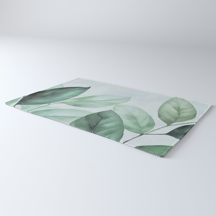 Calm Emerald Foliage Gentle Green Leaves Rug Gallery Image 3