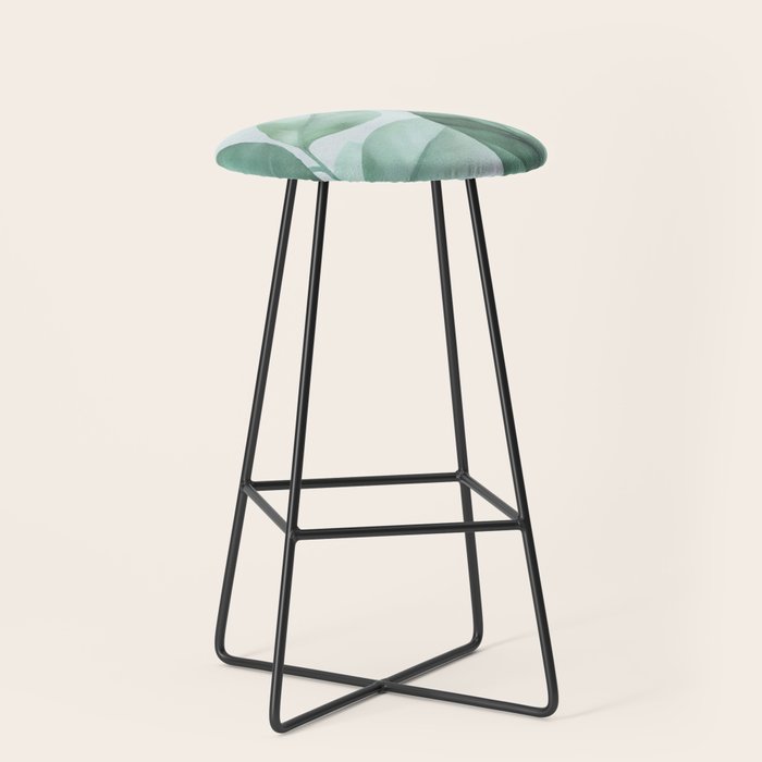 Calm Emerald Foliage Gentle Green Leaves Stool Gallery Image 1