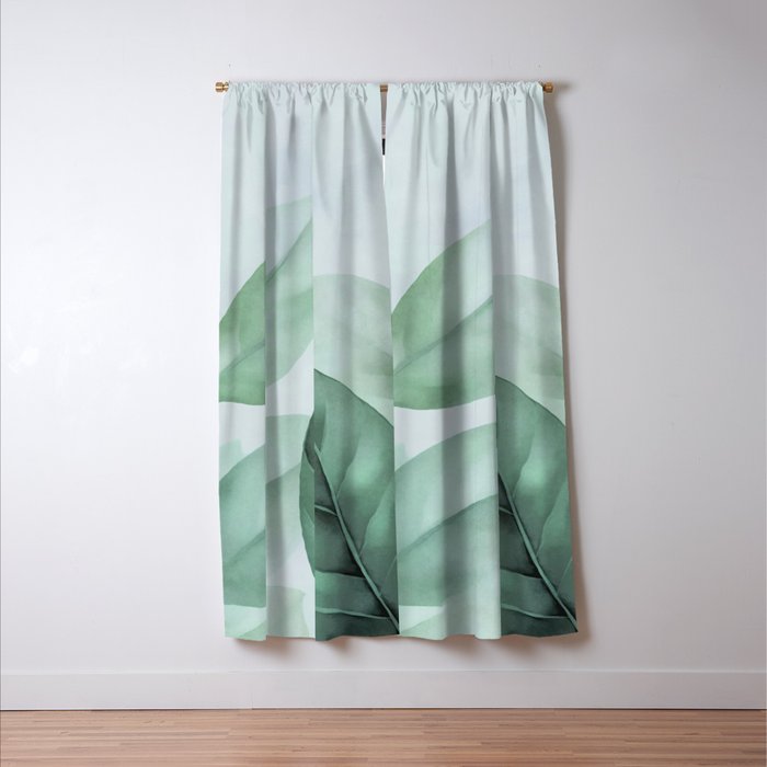 Calm Emerald Foliage Gentle Green Leaves Window Curtain Gallery Image 3