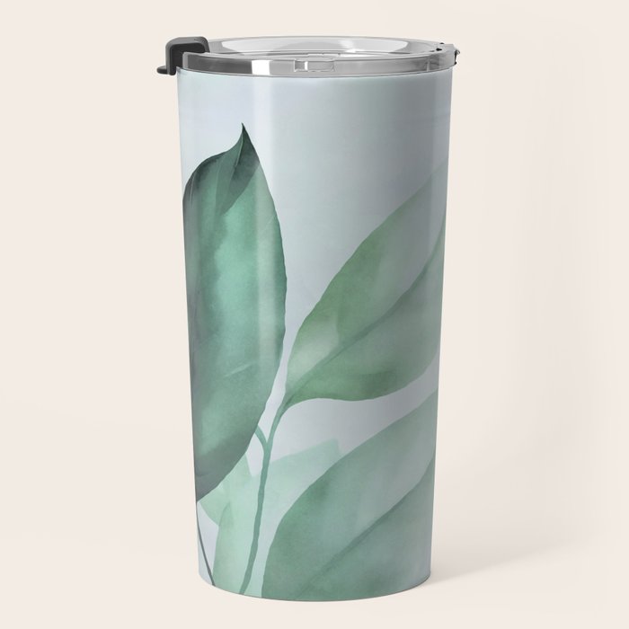 Calm Emerald Foliage Gentle Green Leaves Travel Mug Gallery Image 3