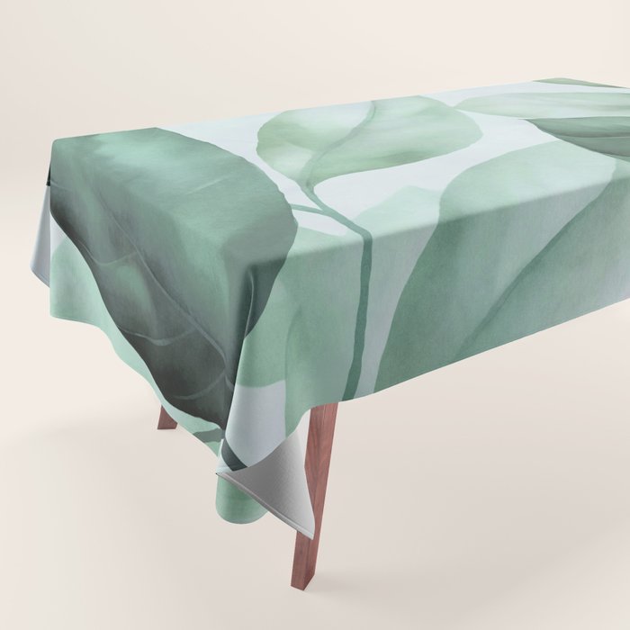 Calm Emerald Foliage Gentle Green Leaves Tablecloth Gallery Image 1