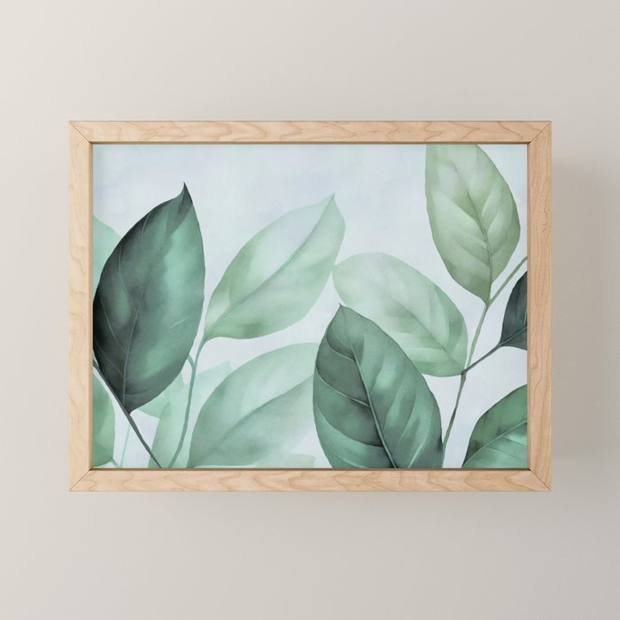 Calm Emerald Foliage Gentle Green Leaves Mini Art Print Gallery Image 1
