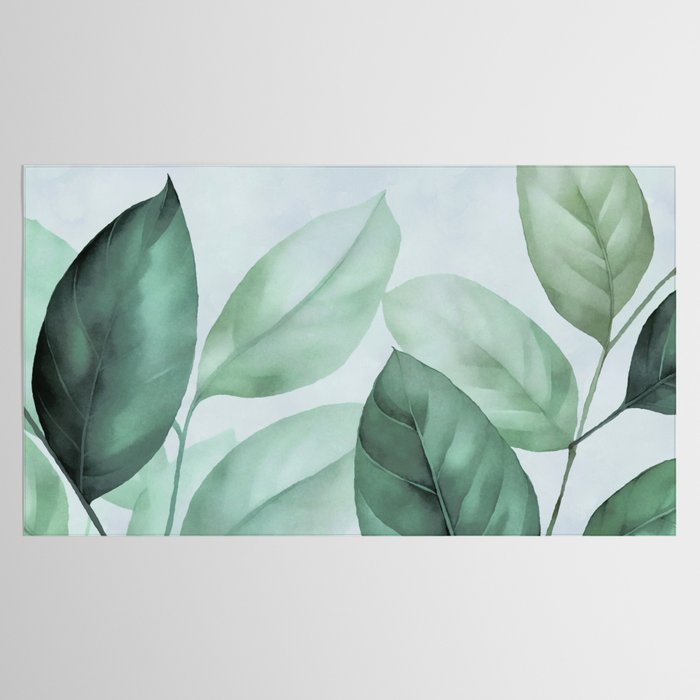 Calm Emerald Foliage Gentle Green Leaves Tablecloth Gallery Image 2