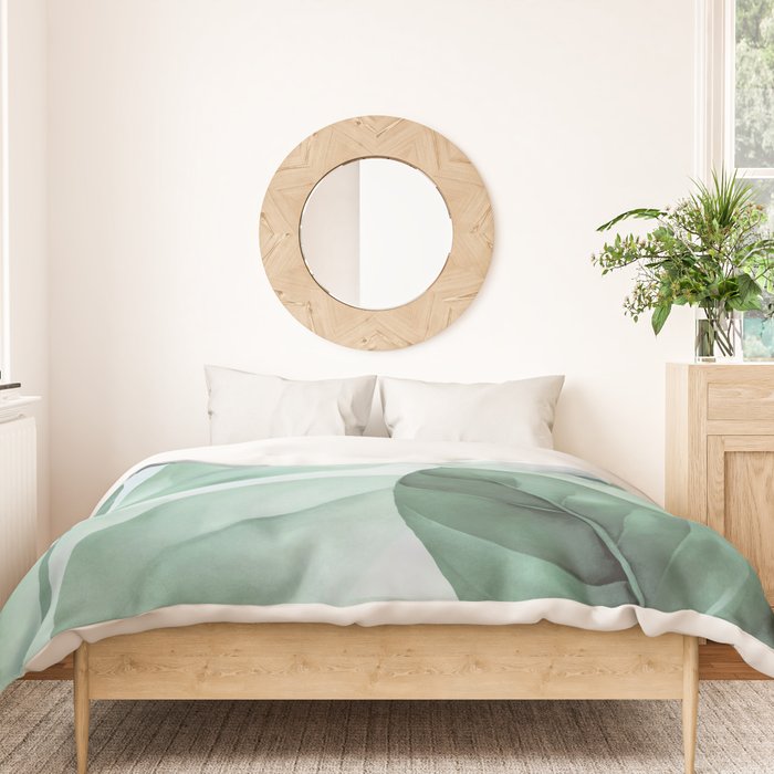 Calm Emerald Foliage Gentle Green Leaves Duvet Cover Gallery Image 3