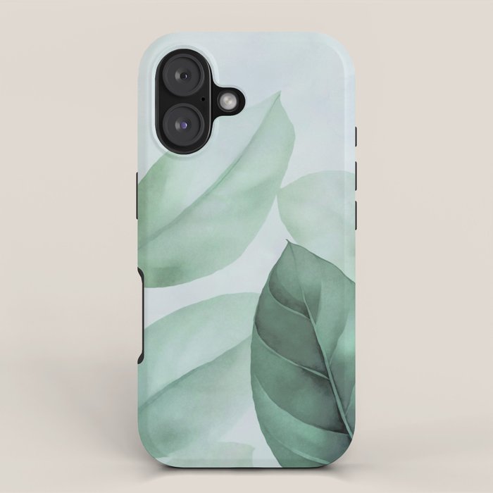 Calm Emerald Foliage Gentle Green Leaves iPhone Case Gallery Image 1