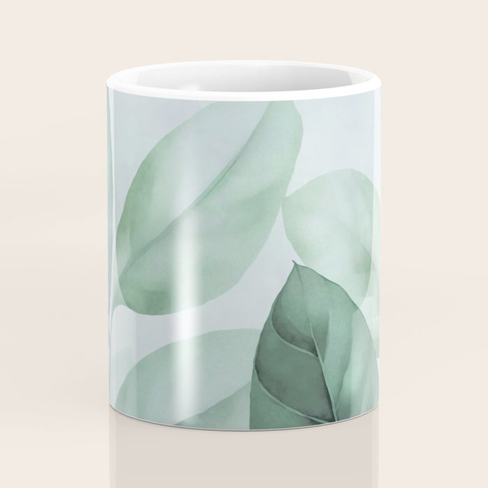 Calm Emerald Foliage Gentle Green Leaves Coffee Mug Gallery Image 4