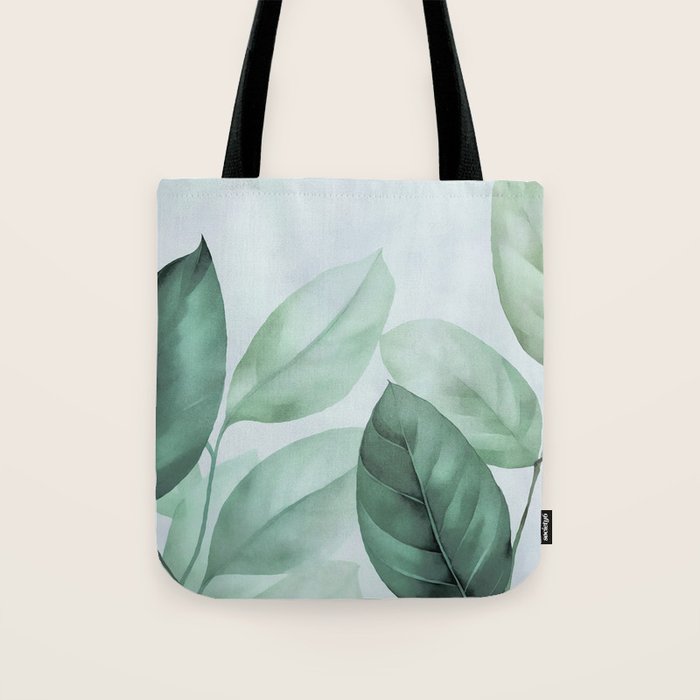 Calm Emerald Foliage Gentle Green Leaves Tote Bag Gallery Image 1