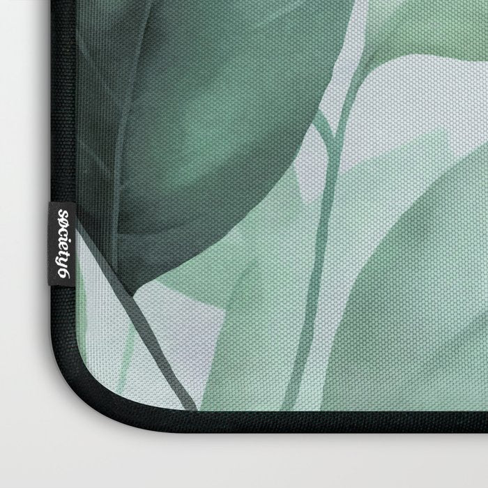 Calm Emerald Foliage Gentle Green Leaves Laptop Sleeve Gallery Image 3