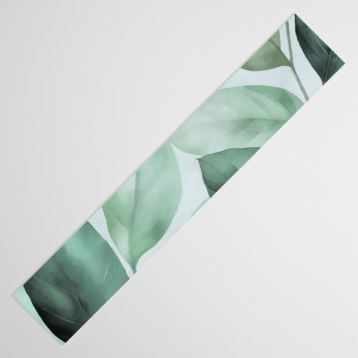 Calm Emerald Foliage Gentle Green Leaves Table Runner Gallery Image 3