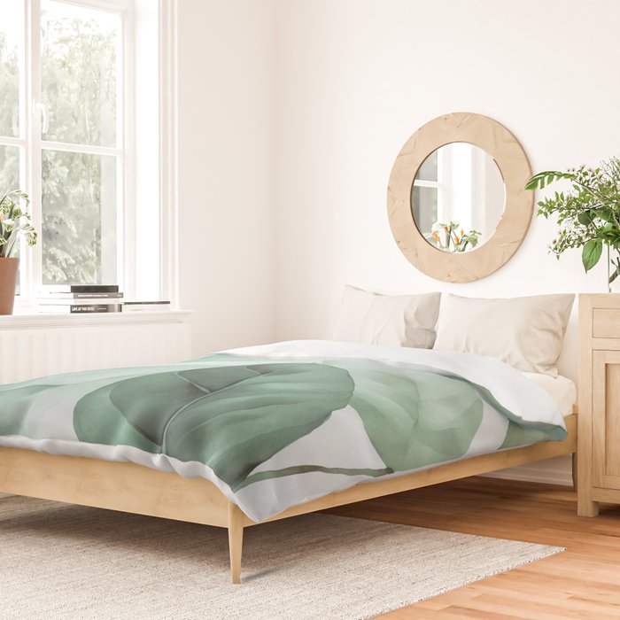 Calm Emerald Foliage Gentle Green Leaves Duvet Cover Gallery Image 2