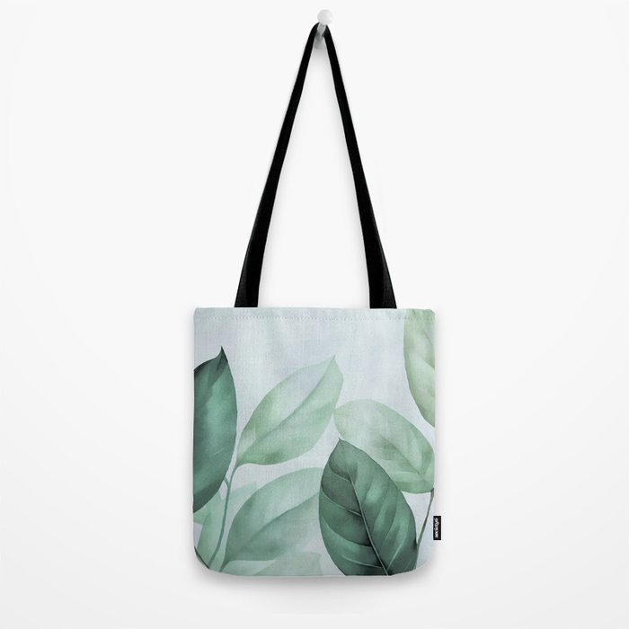 Calm Emerald Foliage Gentle Green Leaves Tote Bag Gallery Image 2