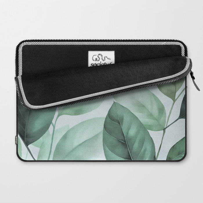 Calm Emerald Foliage Gentle Green Leaves Laptop Sleeve Gallery Image 2