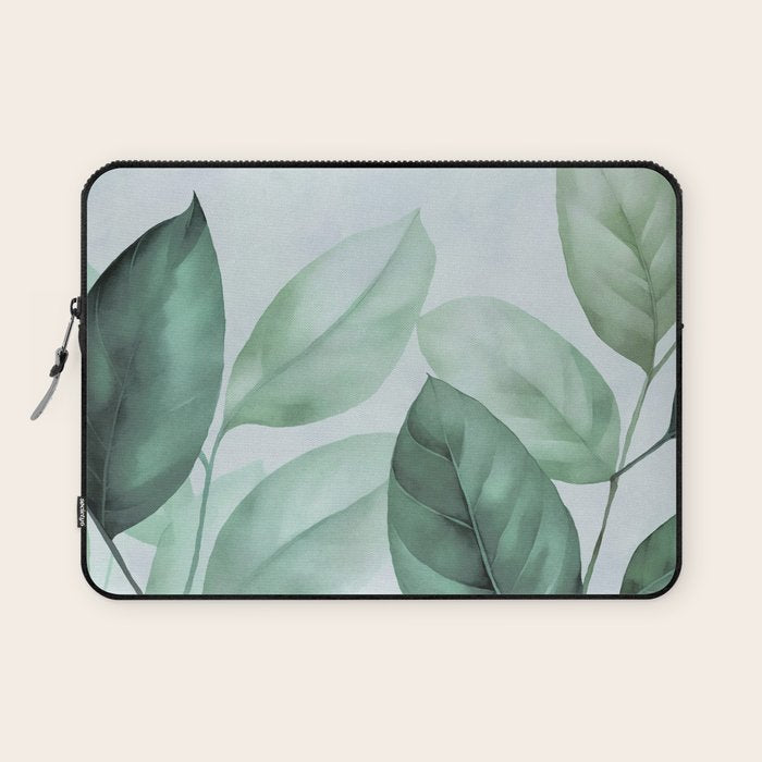 Calm Emerald Foliage Gentle Green Leaves Laptop Sleeve Gallery Image 1