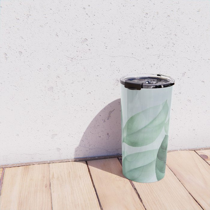 Calm Emerald Foliage Gentle Green Leaves Travel Mug Gallery Image 4