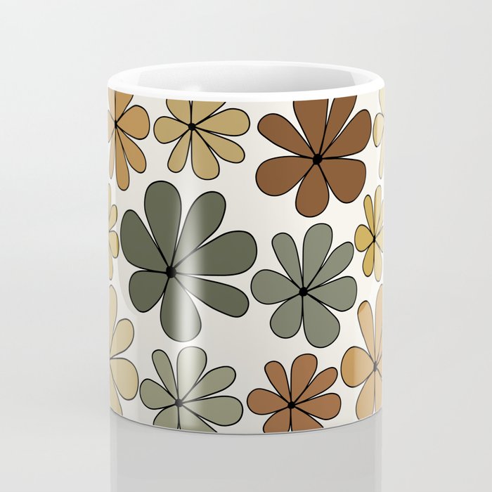 Retro Daisy Pattern Multicolor IX Coffee Mug Gallery Image 4