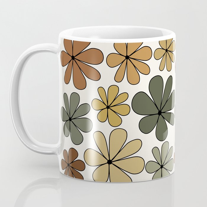 Retro Daisy Pattern Multicolor IX Coffee Mug Gallery Image 3