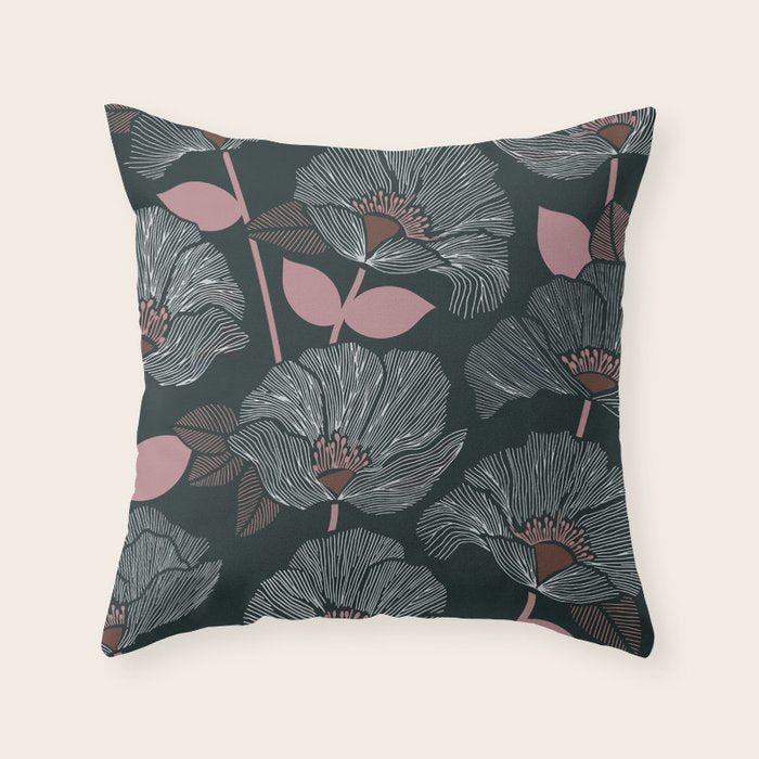 Nocturnal Bloom Throw Pillow Gallery Image 1