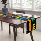 Fun colorful abstract summer shape pattern Table Runner Gallery Image 2