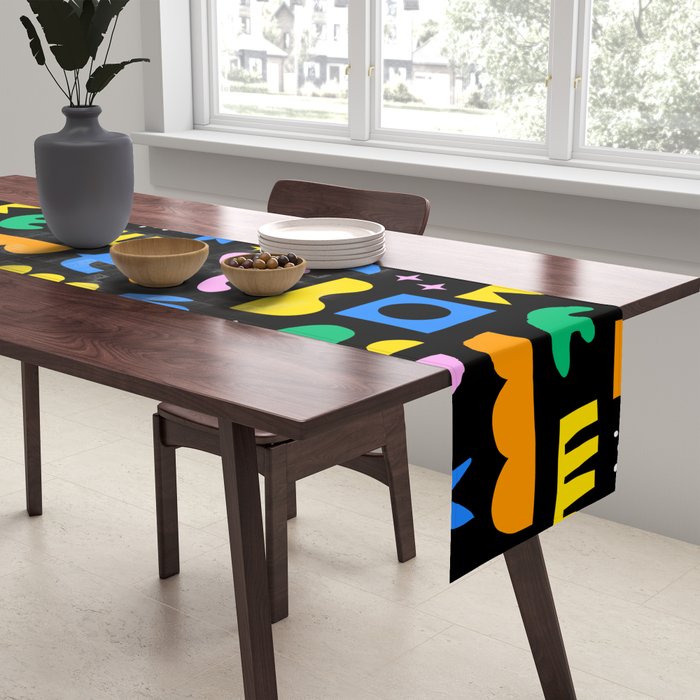 Fun colorful abstract summer shape pattern Table Runner Gallery Image 2