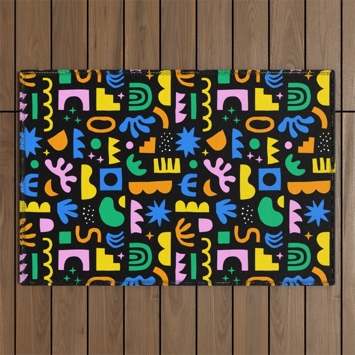 Fun colorful abstract summer shape pattern Outdoor Rug Gallery Image 1