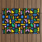 Fun colorful abstract summer shape pattern Outdoor Rug Gallery Image 1