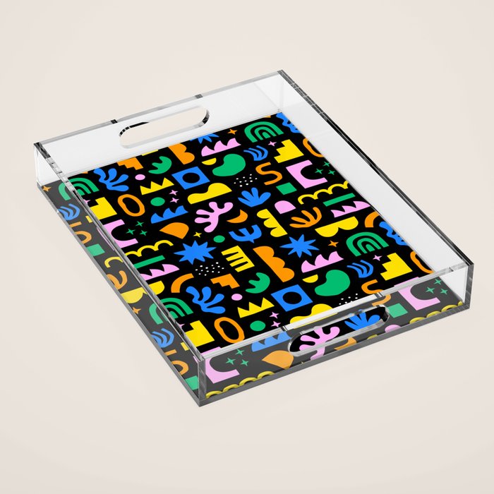 Fun colorful abstract summer shape pattern Acrylic Tray Gallery Image 1