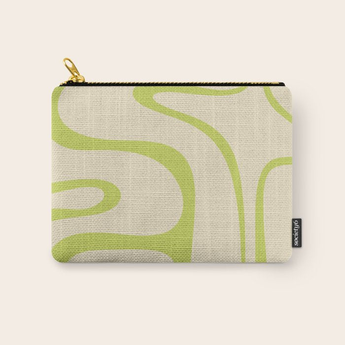 Copacetic Retro Abstract in Light Lime Linden Green and Cream Beige Carry All Pouch Gallery Image 1