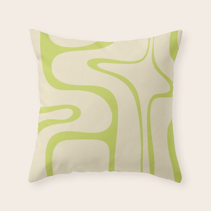 Copacetic Retro Abstract in Light Lime Linden Green and Cream Beige Throw Pillow Gallery Image 6