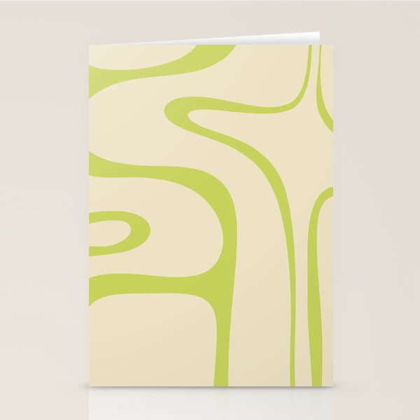 Copacetic Retro Abstract in Light Lime Linden Green and Cream Beige Stationery Card Gallery Image 1