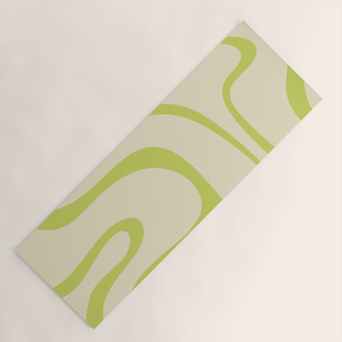 Copacetic Retro Abstract in Light Lime Linden Green and Cream Beige Yoga Mat Gallery Image 1