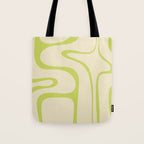 Copacetic Retro Abstract in Light Lime Linden Green and Cream Beige Tote Bag Gallery Image 1
