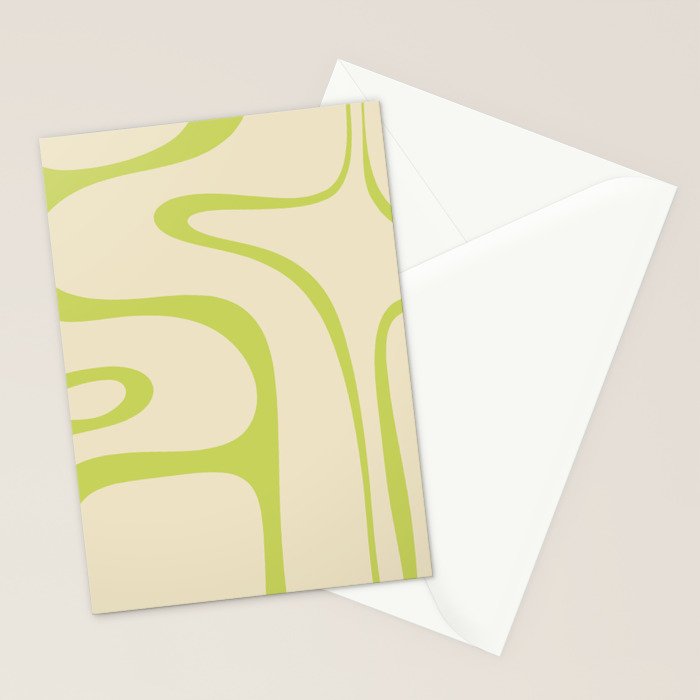 Copacetic Retro Abstract in Light Lime Linden Green and Cream Beige Stationery Card Gallery Image 2